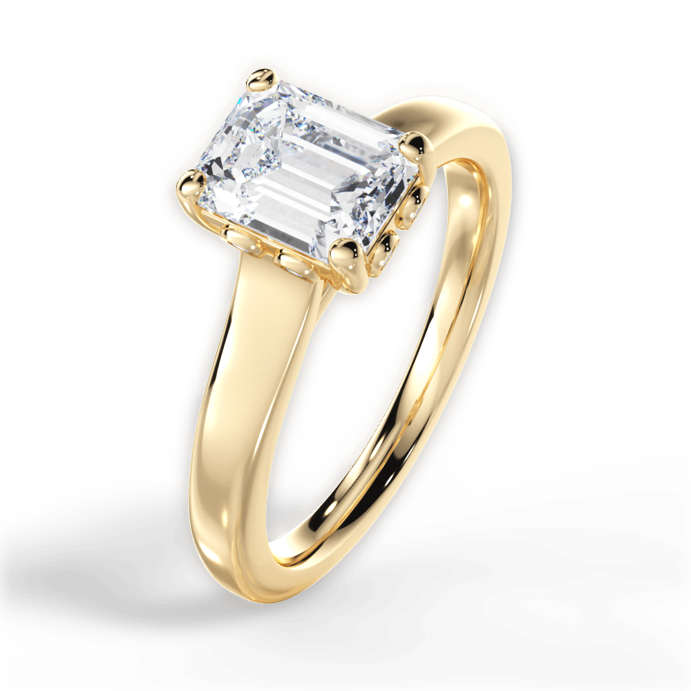 Carol Emerald Cut Lab Grown Diamond 18Kt Yellow Gold Engagement Ring - View 4