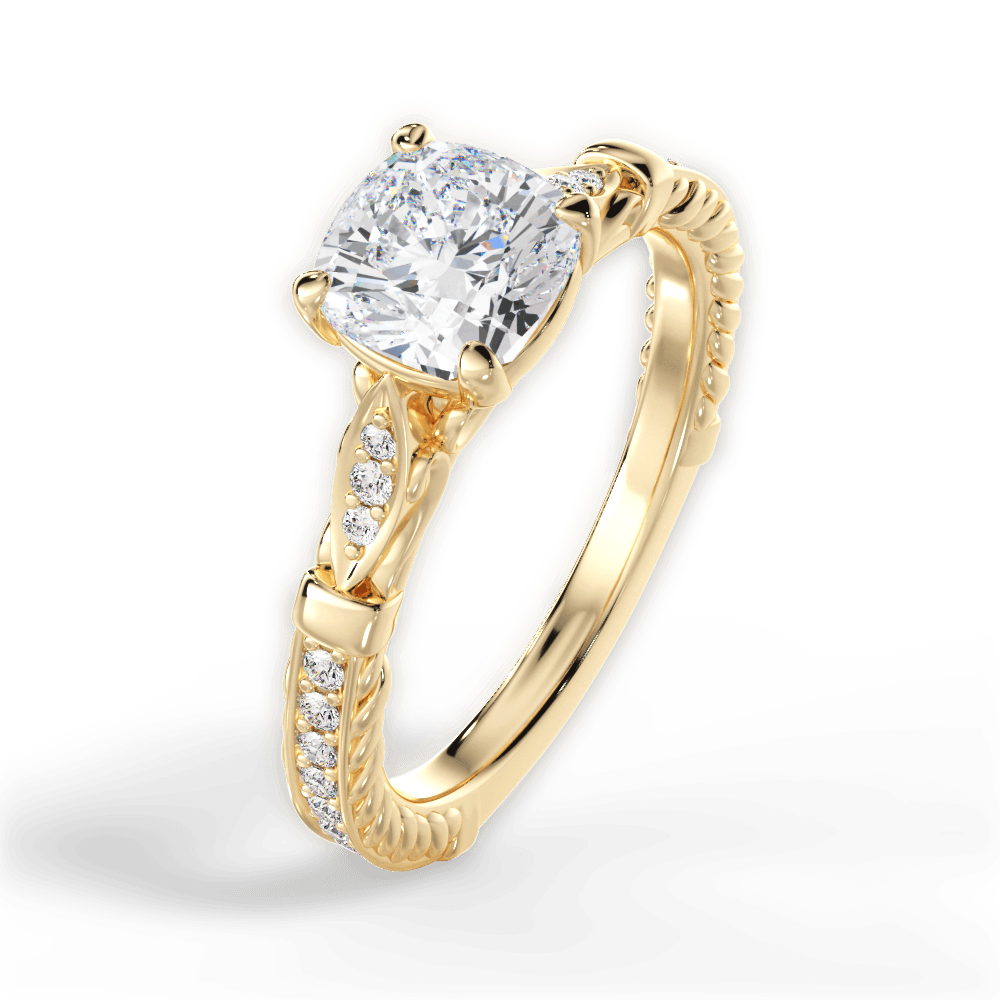 Gabriela Cushion Cut Lab Grown Diamond 18Kt Yellow Gold Engagement Ring - View 3
