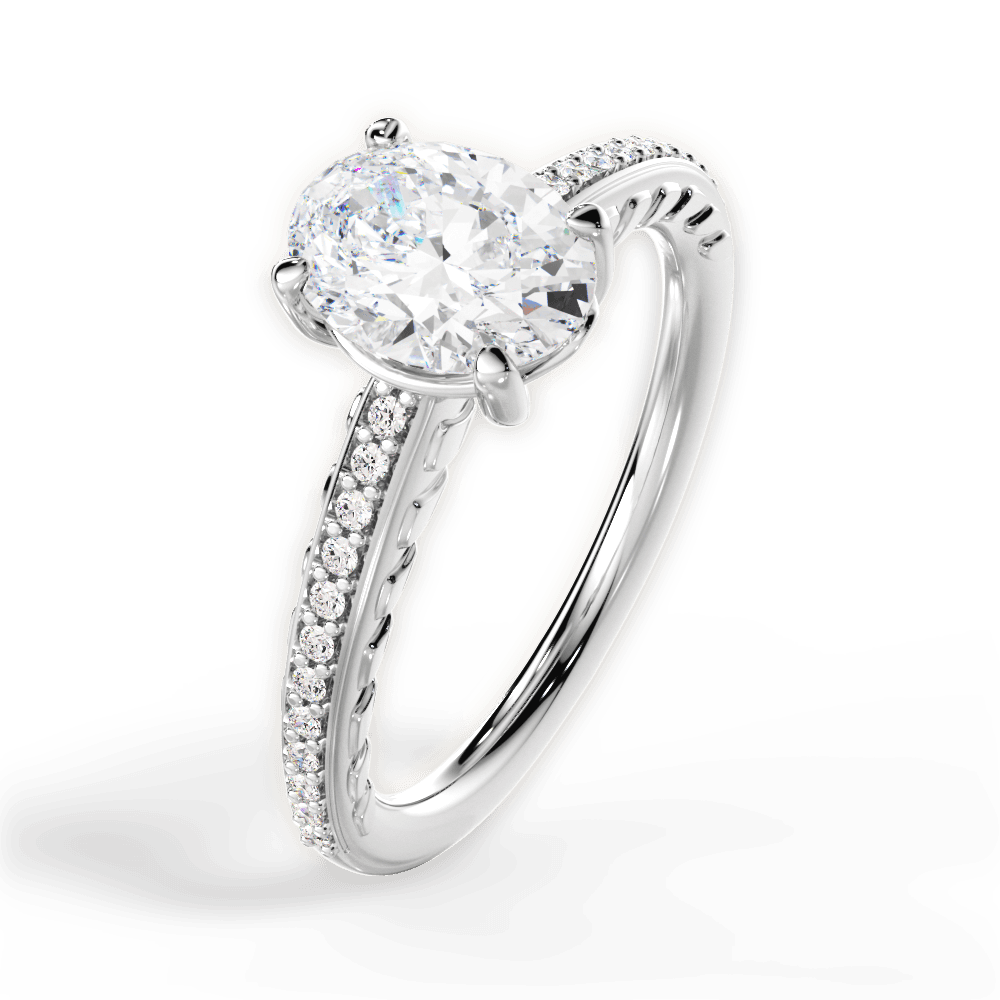 Caroline Oval Cut Lab Grown Diamond 18Kt White Gold Engagement Ring - View 4