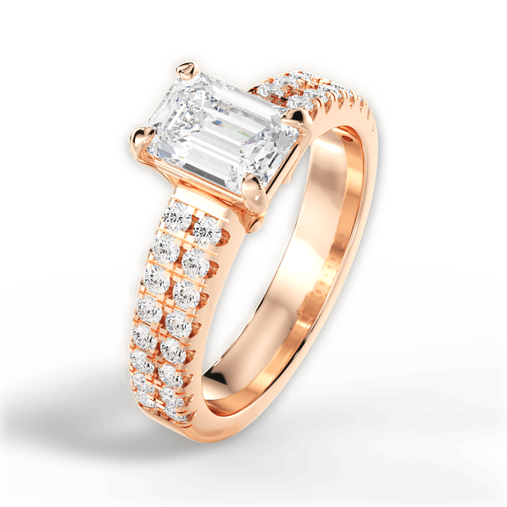 Kayla Emerald Cut Lab Grown Diamond 18Kt Rose Gold Engagement Ring - View 4