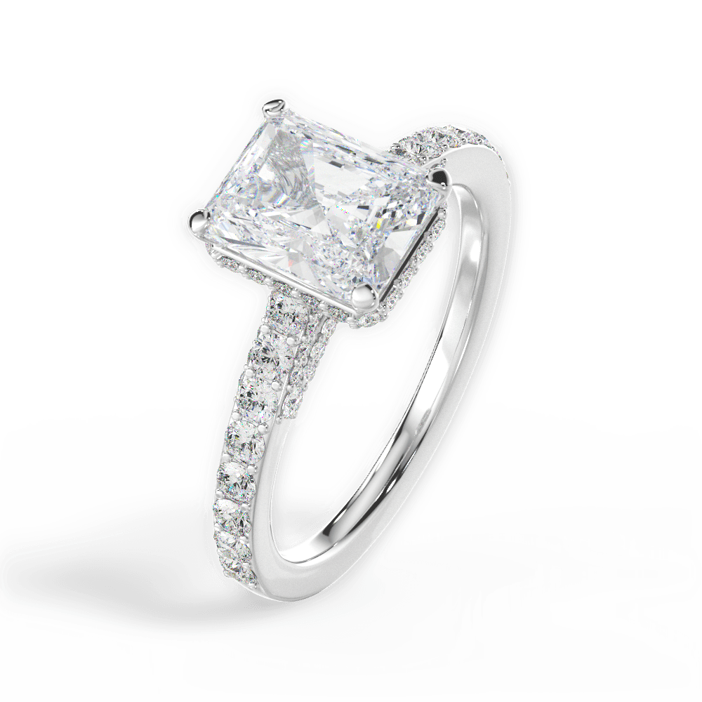 Laura Radiant Cut Lab Grown Diamond Platinum Engagement Ring - View 4