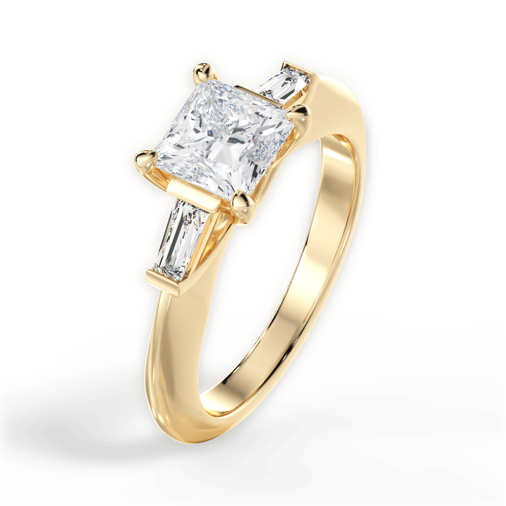 Emily Princess Cut Lab Grown Diamond 18Kt Yellow Gold Engagement Ring - View 3