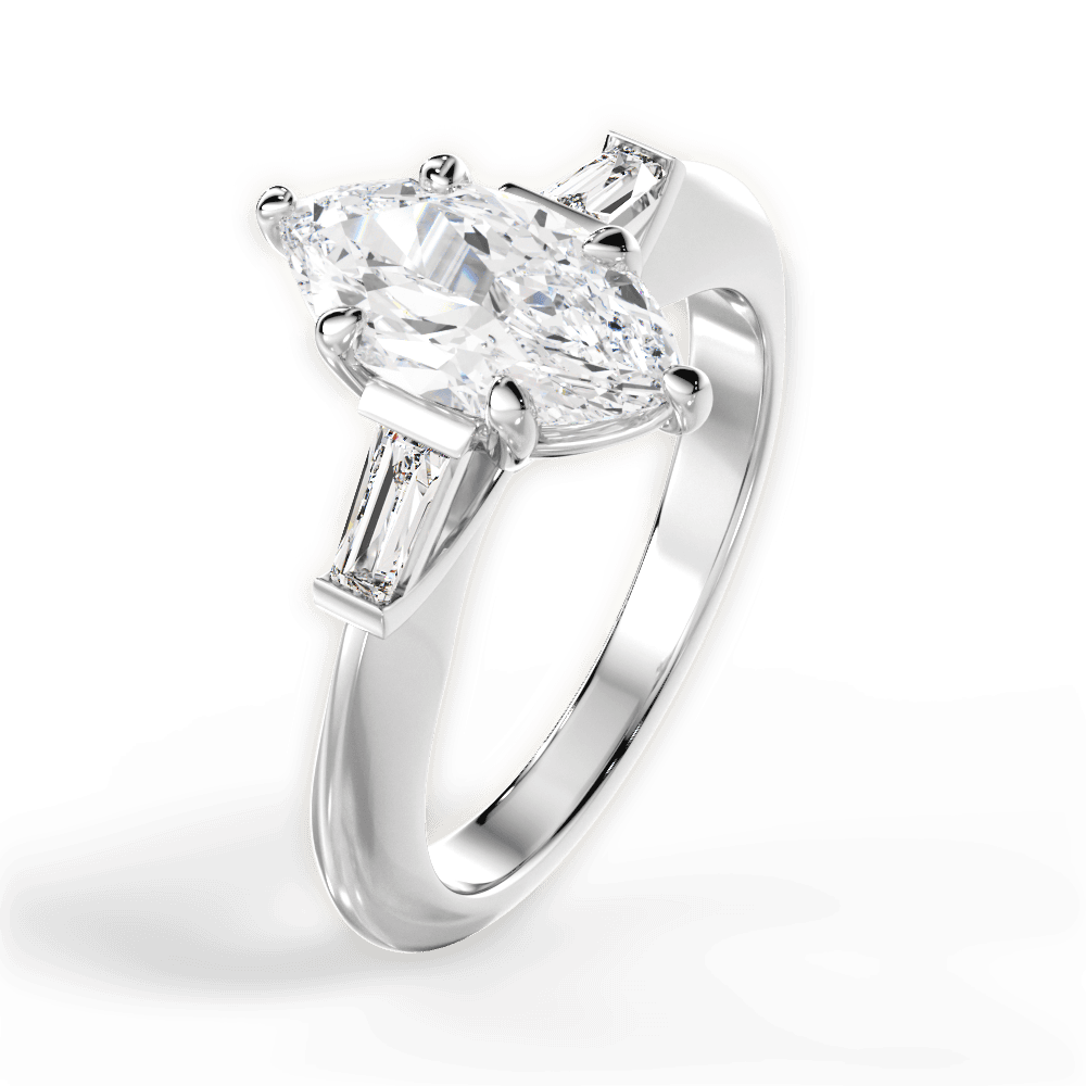 Emily Marquise Cut Lab Grown Diamond Platinum Engagement Ring - View 4