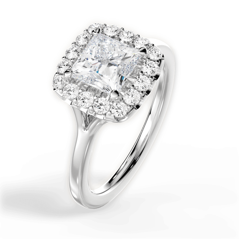 Geneva Princess Cut Lab Grown Diamond Platinum Engagement Ring - View 2