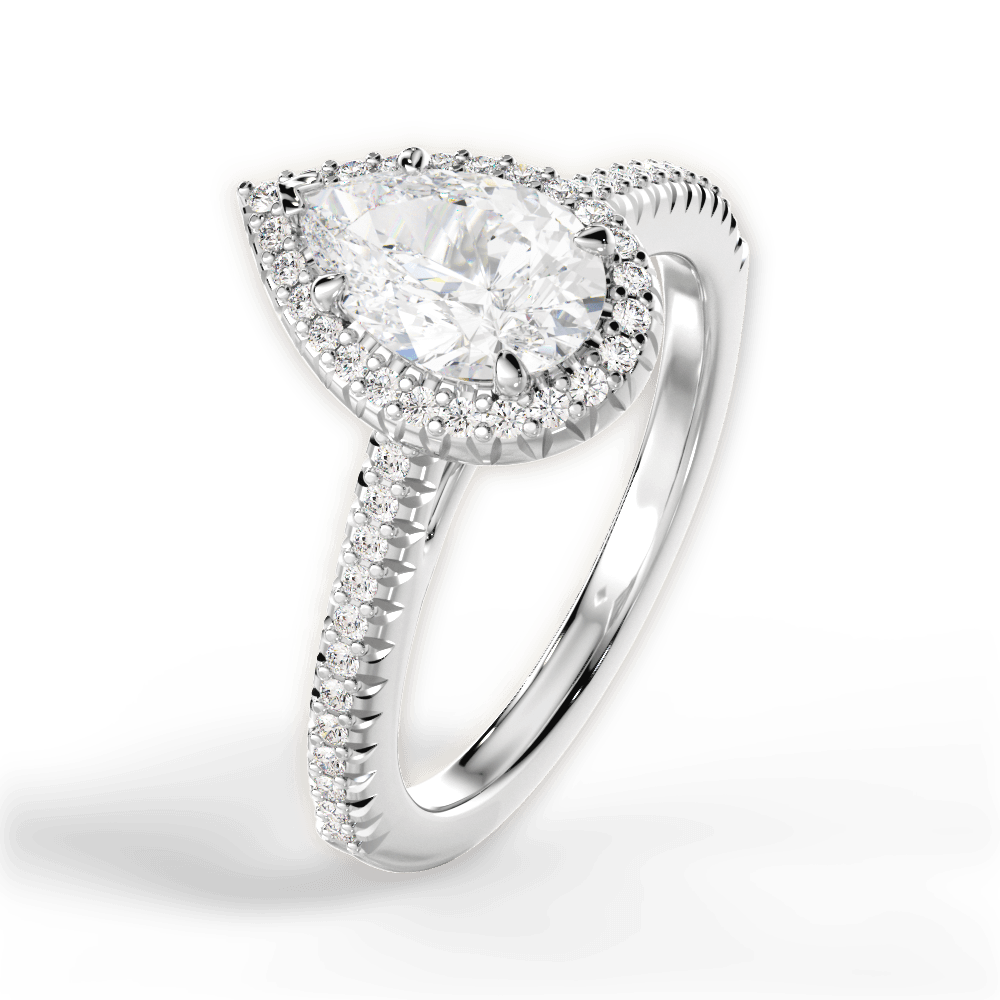 Jenny Pear Cut Lab Grown Diamond 18Kt White Gold Engagement Ring - View 2