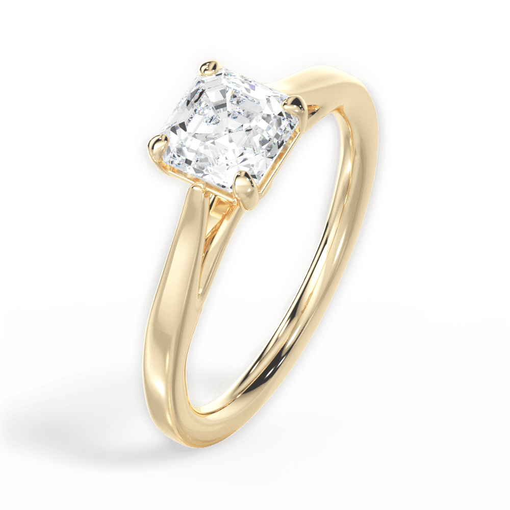 Angie Asscher Cut Lab Grown Diamond 18Kt Yellow Gold Engagement Ring - View 4