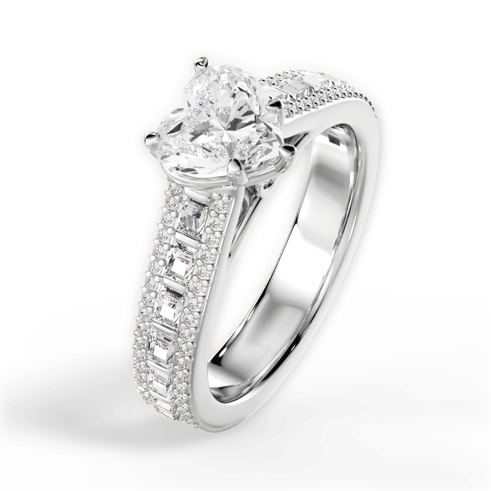Lynn Heart Cut Lab Grown Diamond Platinum Engagement Ring - View 4