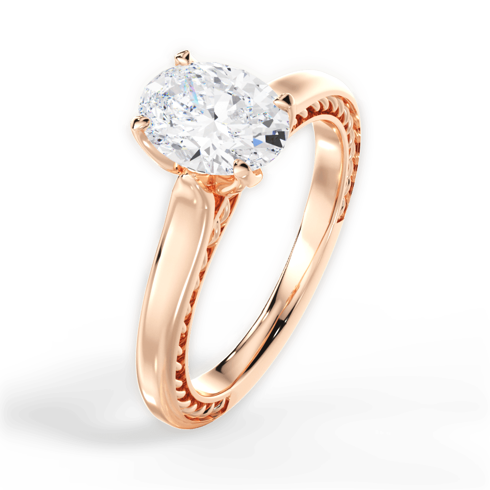 Carrie Oval Cut Lab Grown Diamond 18Kt Rose Gold Engagement Ring - View 4