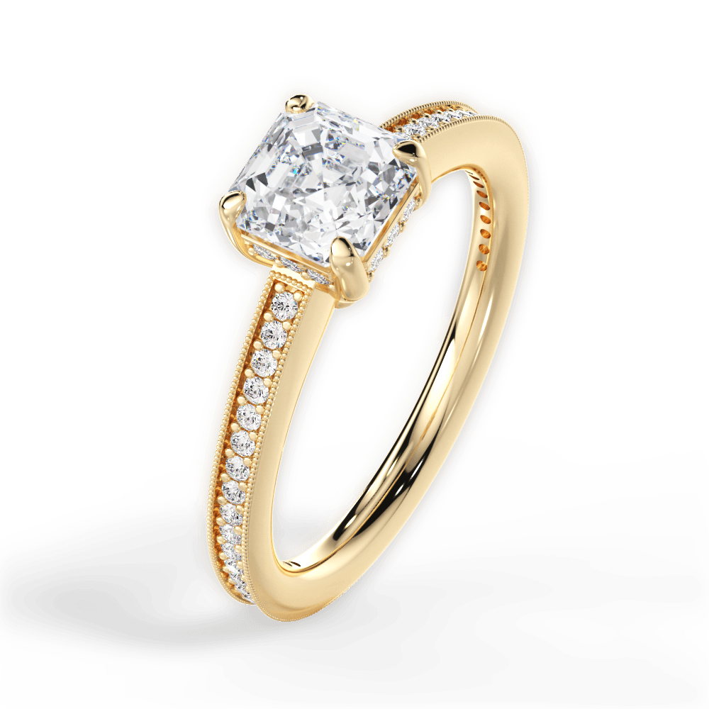 Janet Asscher Cut Lab Grown Diamond 18Kt Yellow Gold Engagement Ring - View 2