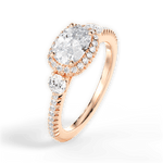 Kara Cushion Cut Lab Grown Diamond 18Kt Rose Gold Engagement Ring - View 2