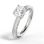 Donna Round Cut Lab Grown Diamond 14Kt White Gold Engagement Ring - View 4