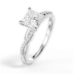 Charlotte Princess Cut Lab Grown Diamond 18Kt White Gold Engagement Ring - View 3
