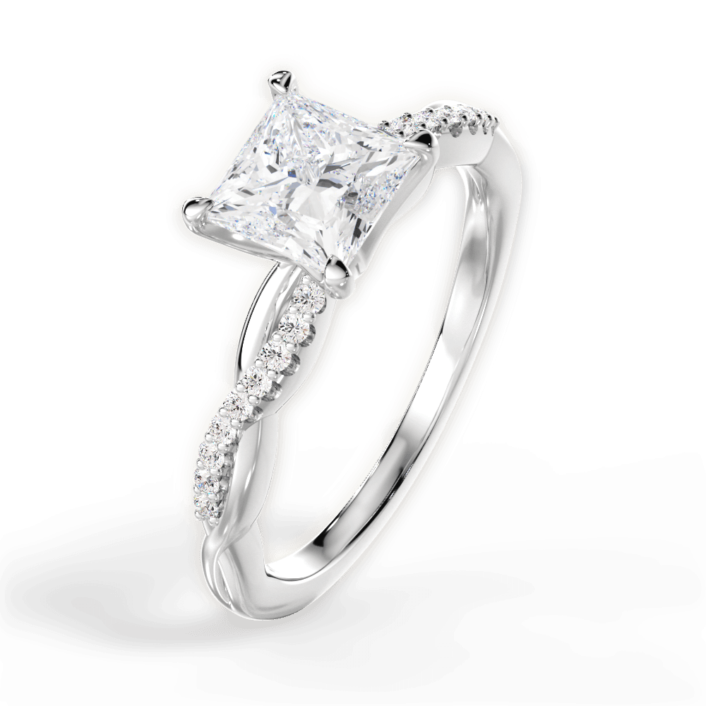 Charlotte Princess Cut Lab Grown Diamond 18Kt White Gold Engagement Ring - View 3