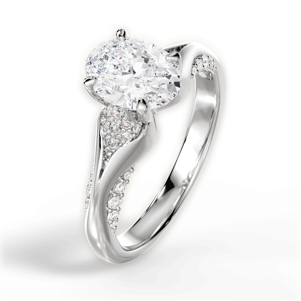 Isabel Oval Cut Lab Grown Diamond 14Kt White Gold Engagement Ring - View 4