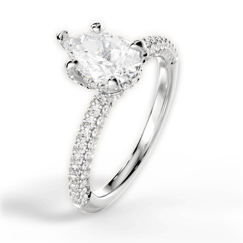Lisa Pear Cut Lab Grown Diamond Platinum Engagement Ring - View 2