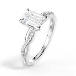Charlotte Emerald Cut Lab Grown Diamond Platinum Engagement Ring - View 2