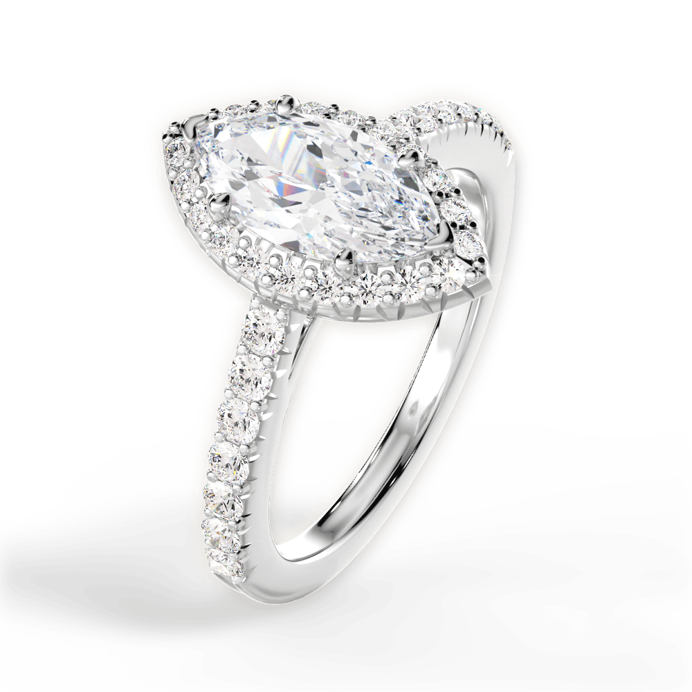 Kathleen Marquise Cut Lab Grown Diamond 18Kt White Gold Engagement Ring - View 4