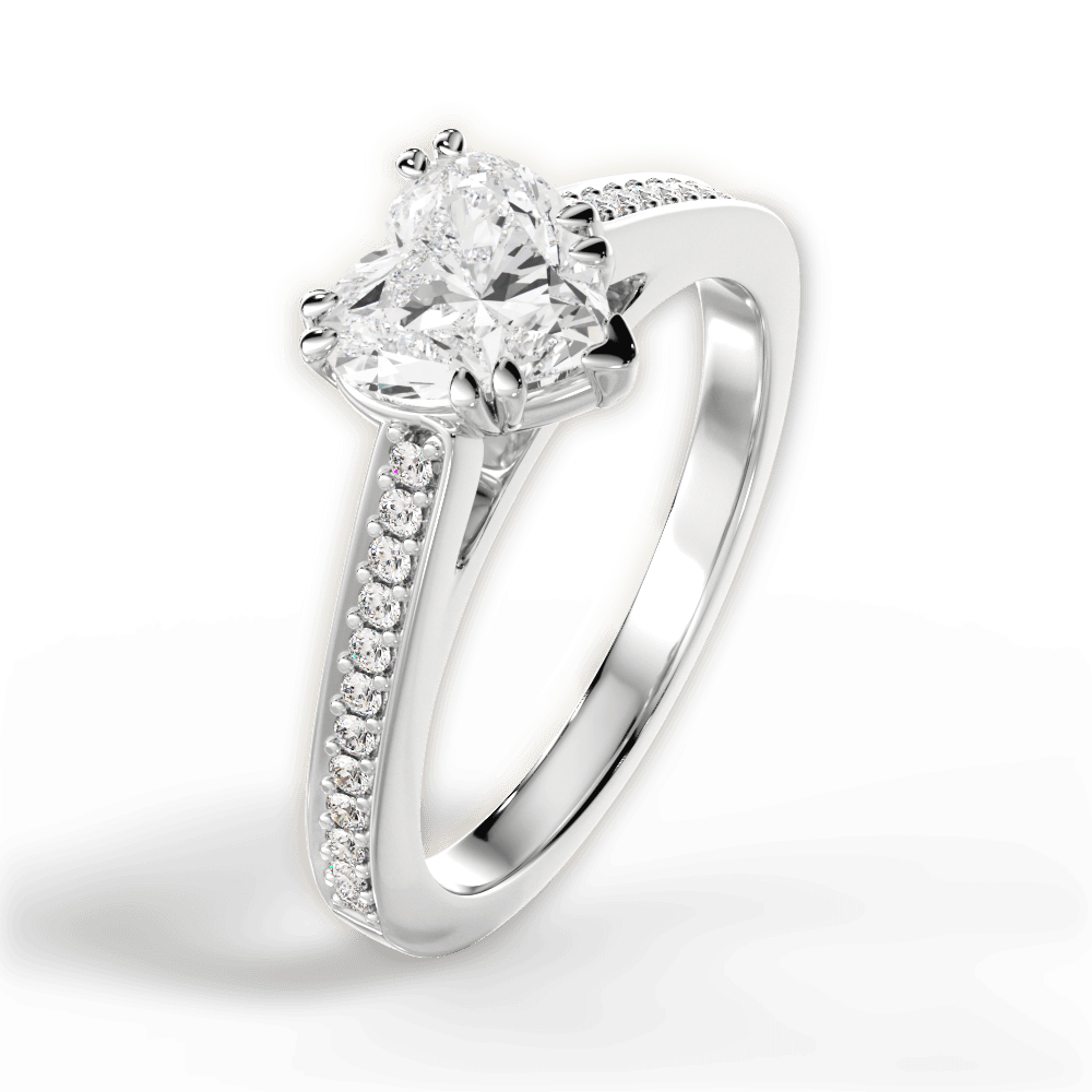 Denise Heart Cut Lab Grown Diamond 14Kt White Gold Engagement Ring - View 3