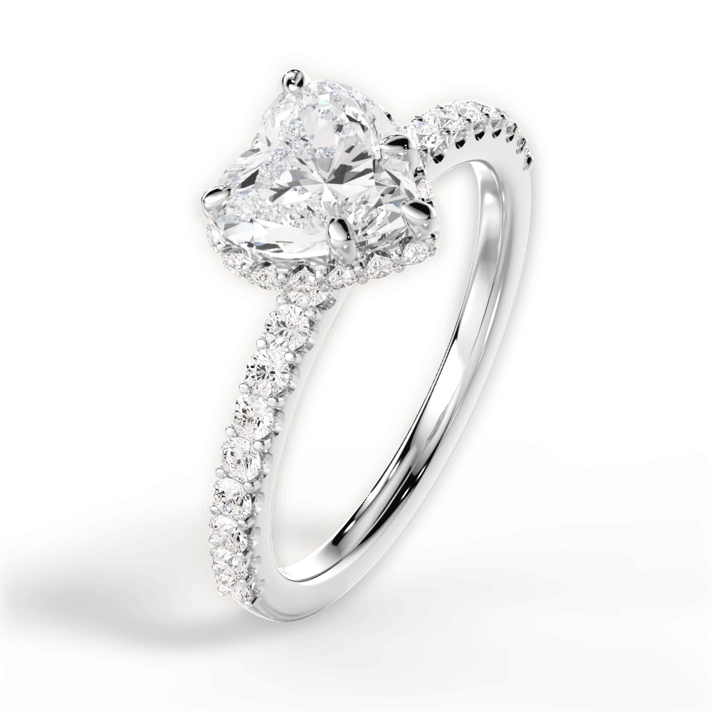 Isabella Heart Cut Lab Grown Diamond 18Kt White Gold Engagement Ring - View 2