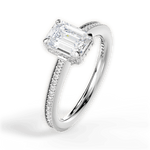 Janet Emerald Cut Lab Grown Diamond 14Kt White Gold Engagement Ring - View 2