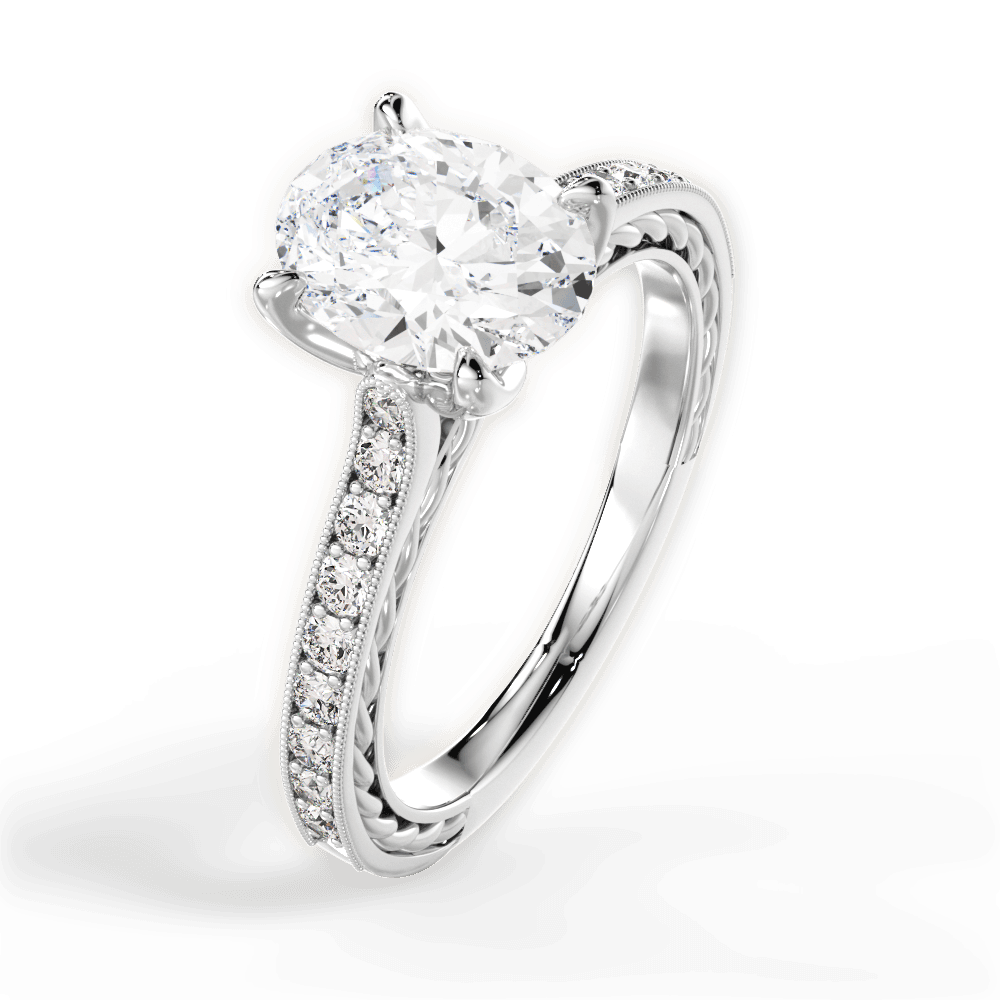 Gilda Oval Cut Lab Grown Diamond 14Kt White Gold Engagement Ring - View 4