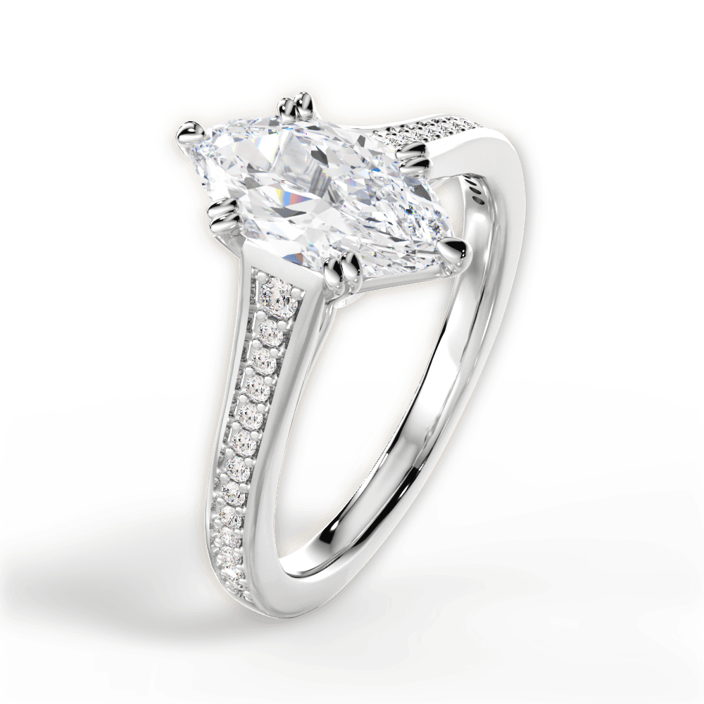 Delia Marquise Cut Lab Grown Diamond Platinum Engagement Ring - View 2