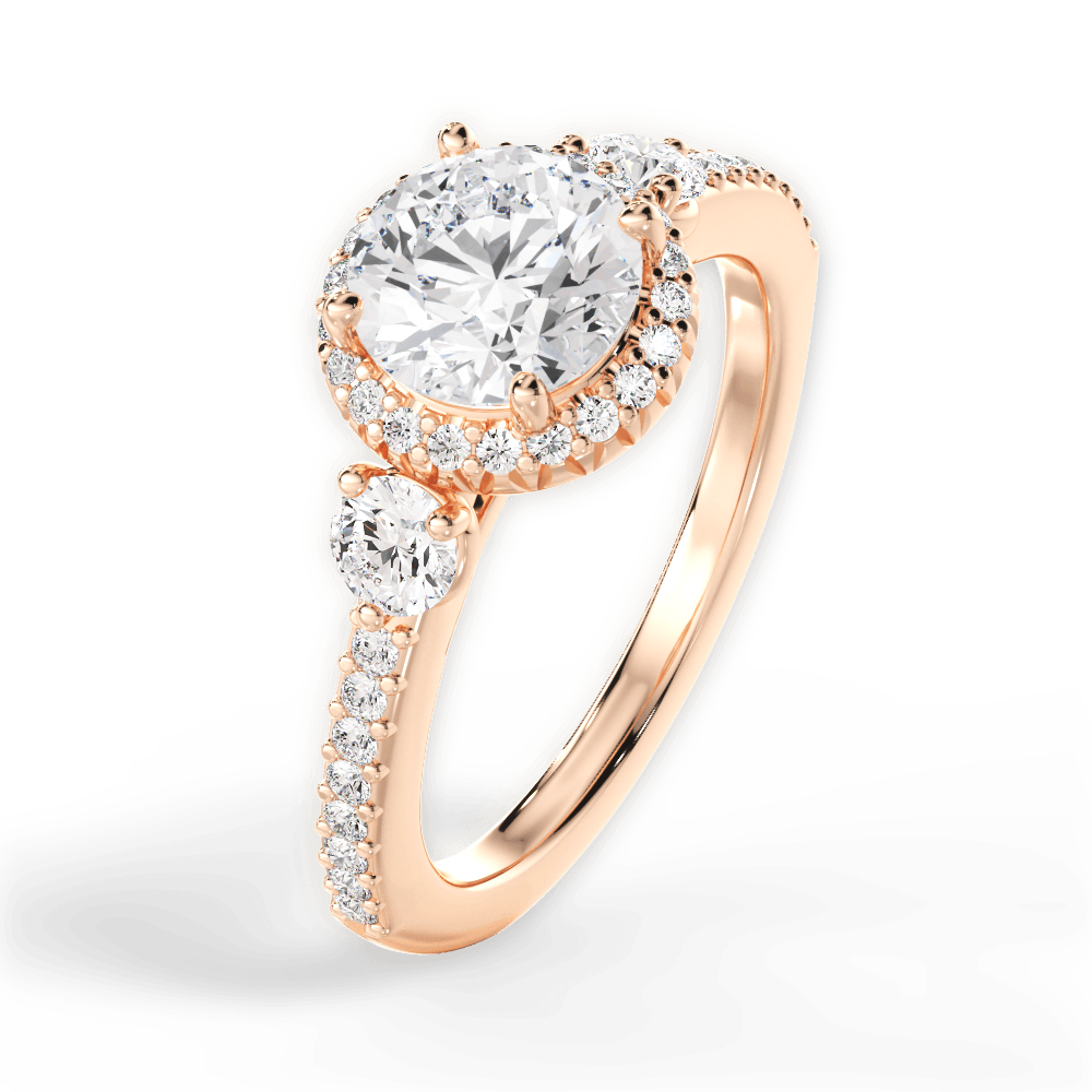 Julia Round Cut Lab Grown Diamond 18Kt Rose Gold Engagement Ring - View 3