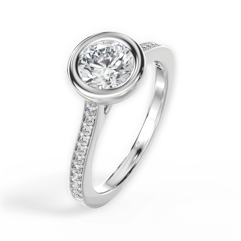 Deanna Round Cut Lab Grown Diamond 18Kt White Gold Engagement Ring - View 2