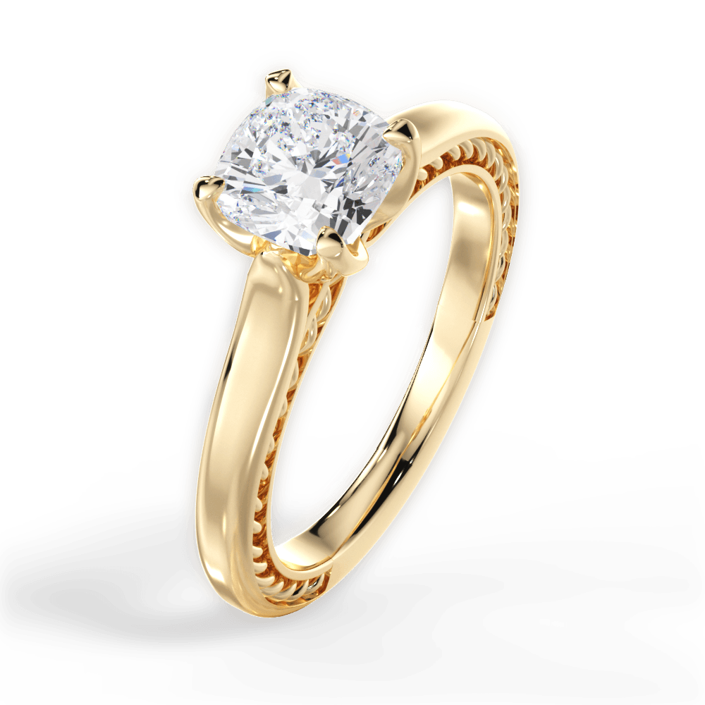Carrie Cushion Cut Lab Grown Diamond 18Kt Yellow Gold Engagement Ring - View 4