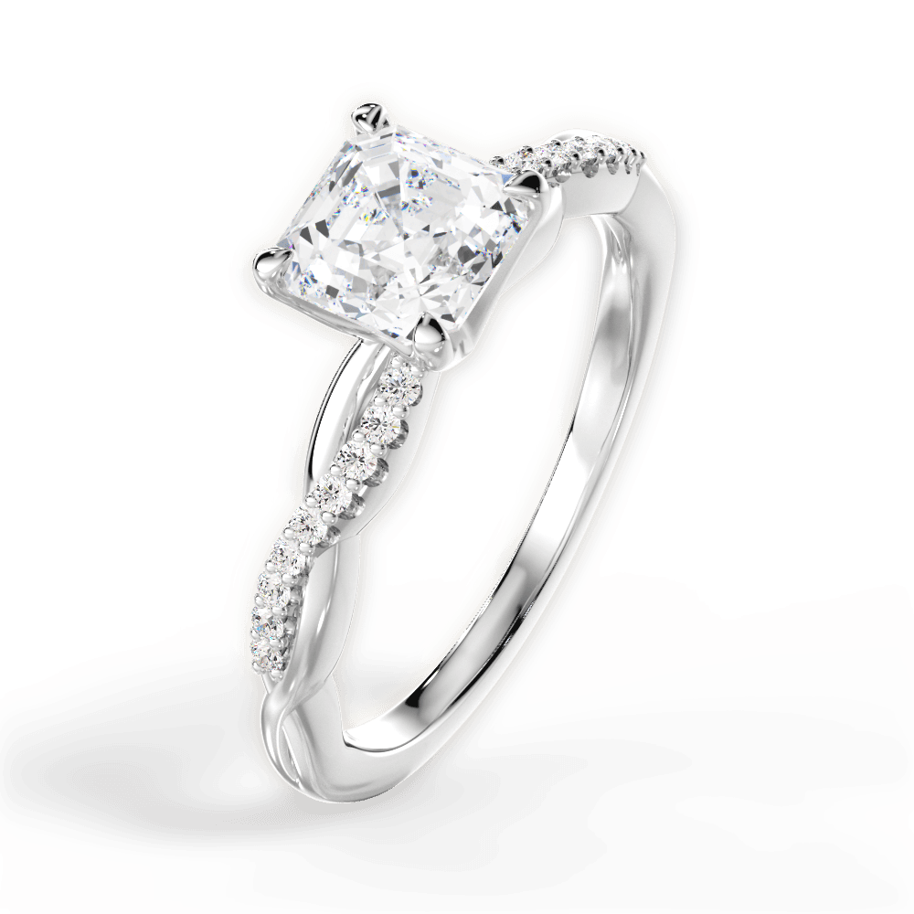 Charlotte Asscher Cut Lab Grown Diamond 18Kt White Gold Engagement Ring - View 2