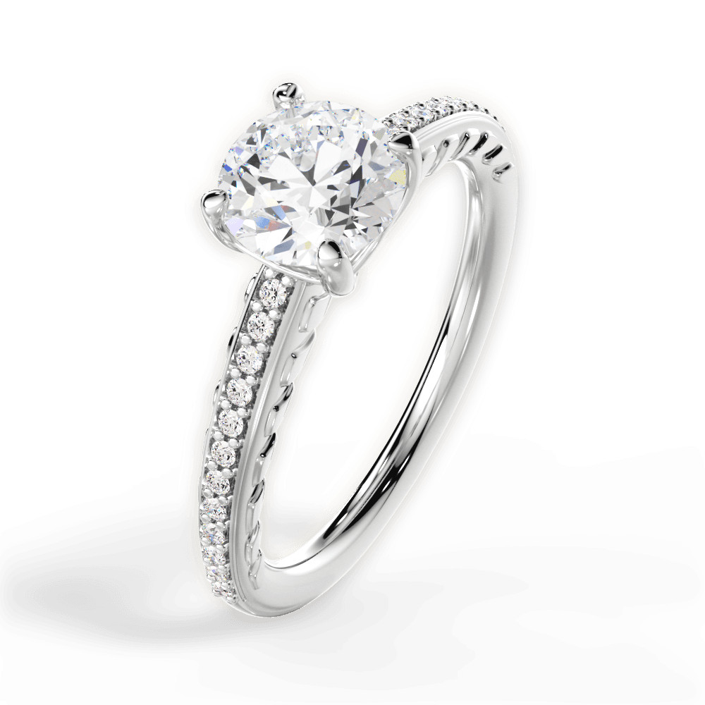 Caroline Round Cut Lab Grown Diamond 14Kt White Gold Engagement Ring - View 4