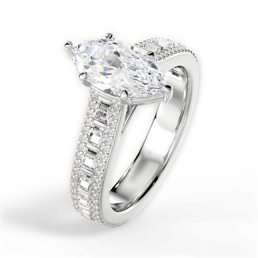 Lynn Marquise Cut Lab Grown Diamond 18Kt White Gold Engagement Ring - View 4