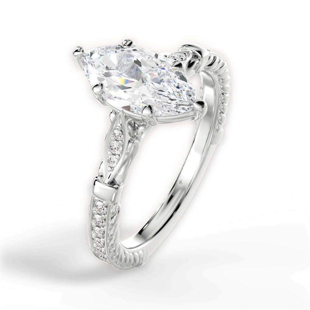 Gabriela Marquise Cut Lab Grown Diamond 18Kt White Gold Engagement Ring - View 2
