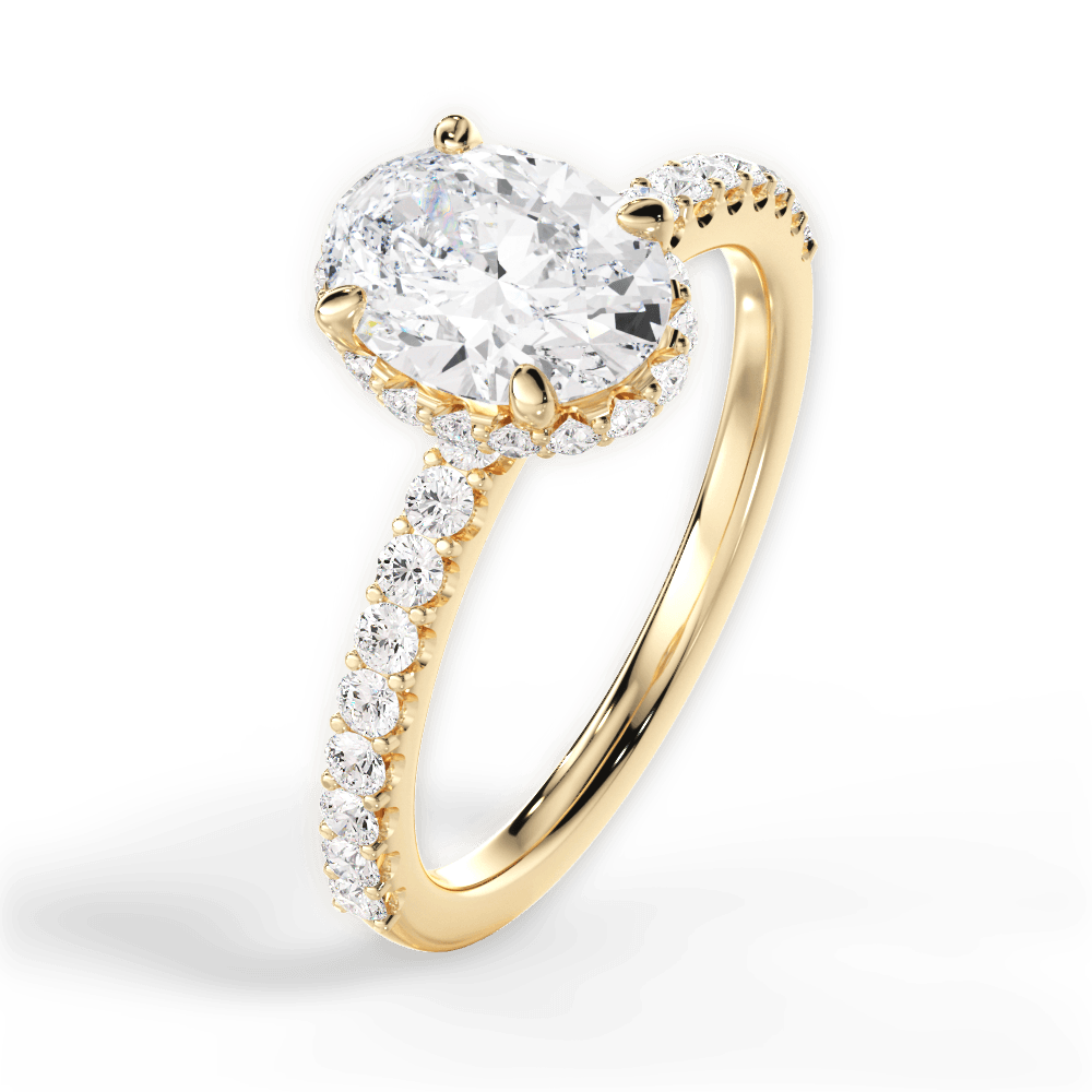 Isabella Oval Cut Lab Grown Diamond 18Kt Yellow Gold Engagement Ring - View 3
