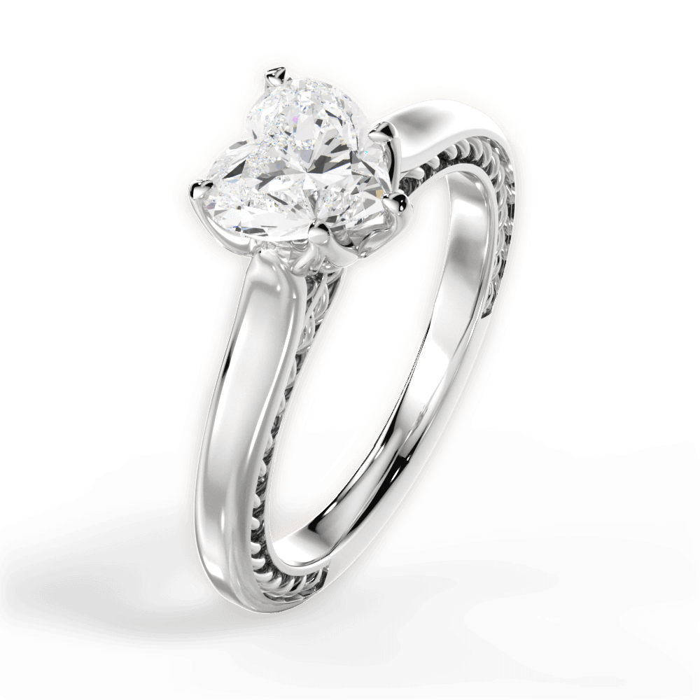 Carrie Heart Cut Lab Grown Diamond 18Kt White Gold Engagement Ring - View 3