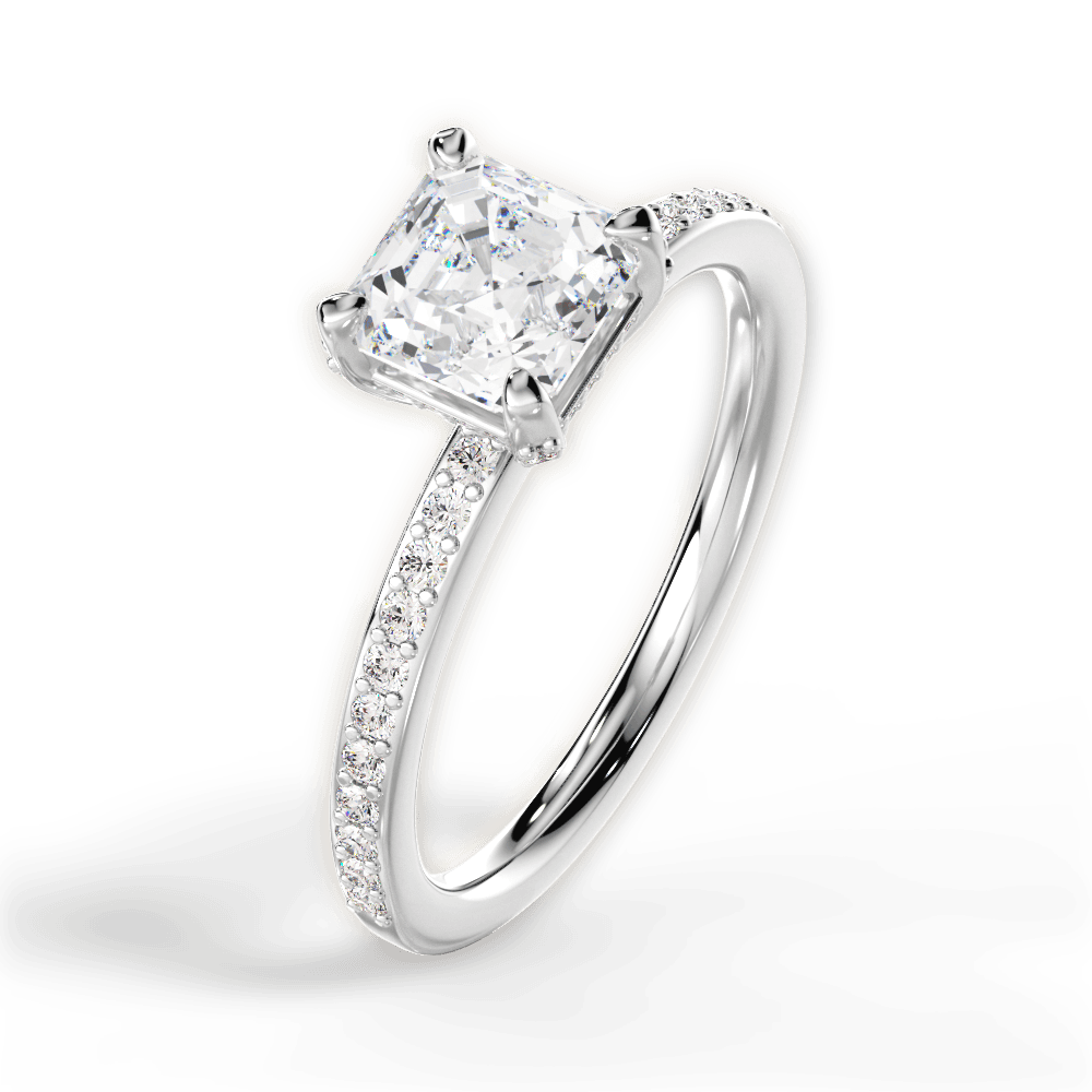 Janice Asscher Cut Lab Grown Diamond 14Kt White Gold Engagement Ring - View 2