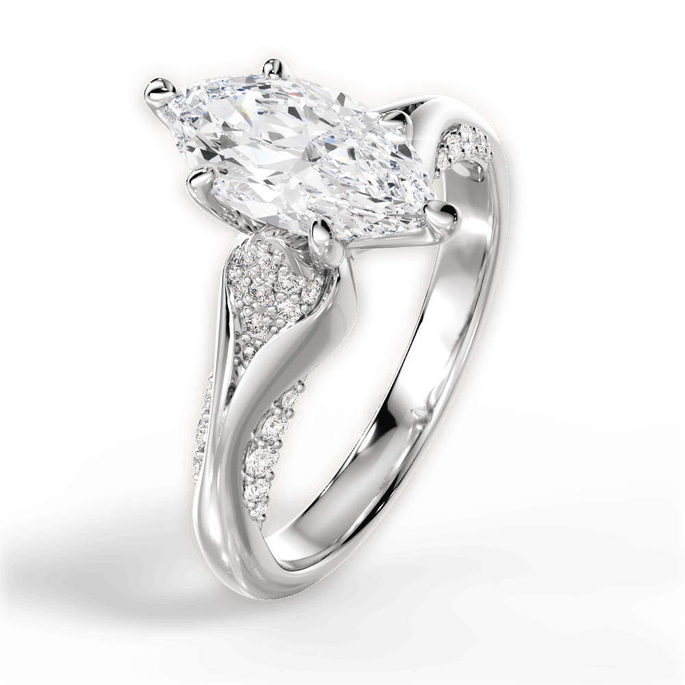 Isabel Marquise Cut Lab Grown Diamond 18Kt White Gold Engagement Ring - View 4