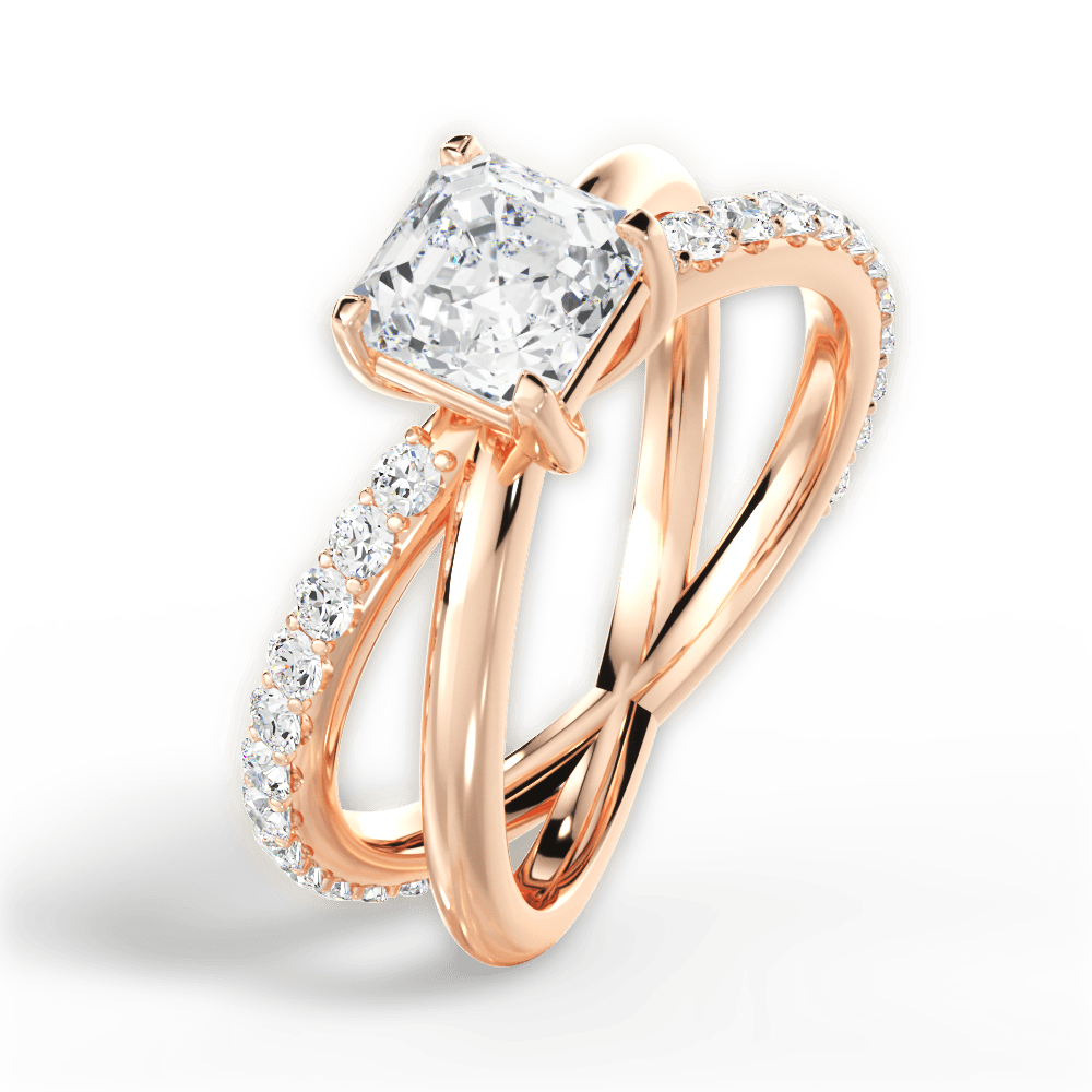 Jennifer Asscher Cut Lab Grown Diamond 18Kt Rose Gold Engagement Ring - View 2
