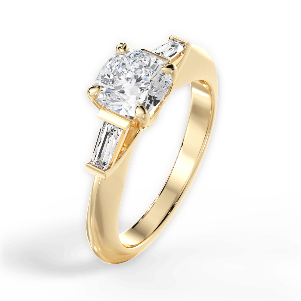 Emily Cushion Cut Lab Grown Diamond 18Kt Yellow Gold Engagement Ring - View 2
