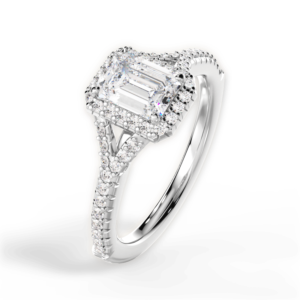 Judy Emerald Cut Lab Grown Diamond Platinum Engagement Ring - View 3