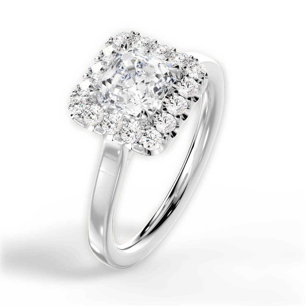 Fiona Asscher Cut Lab Grown Diamond 14Kt White Gold Engagement Ring - View 3
