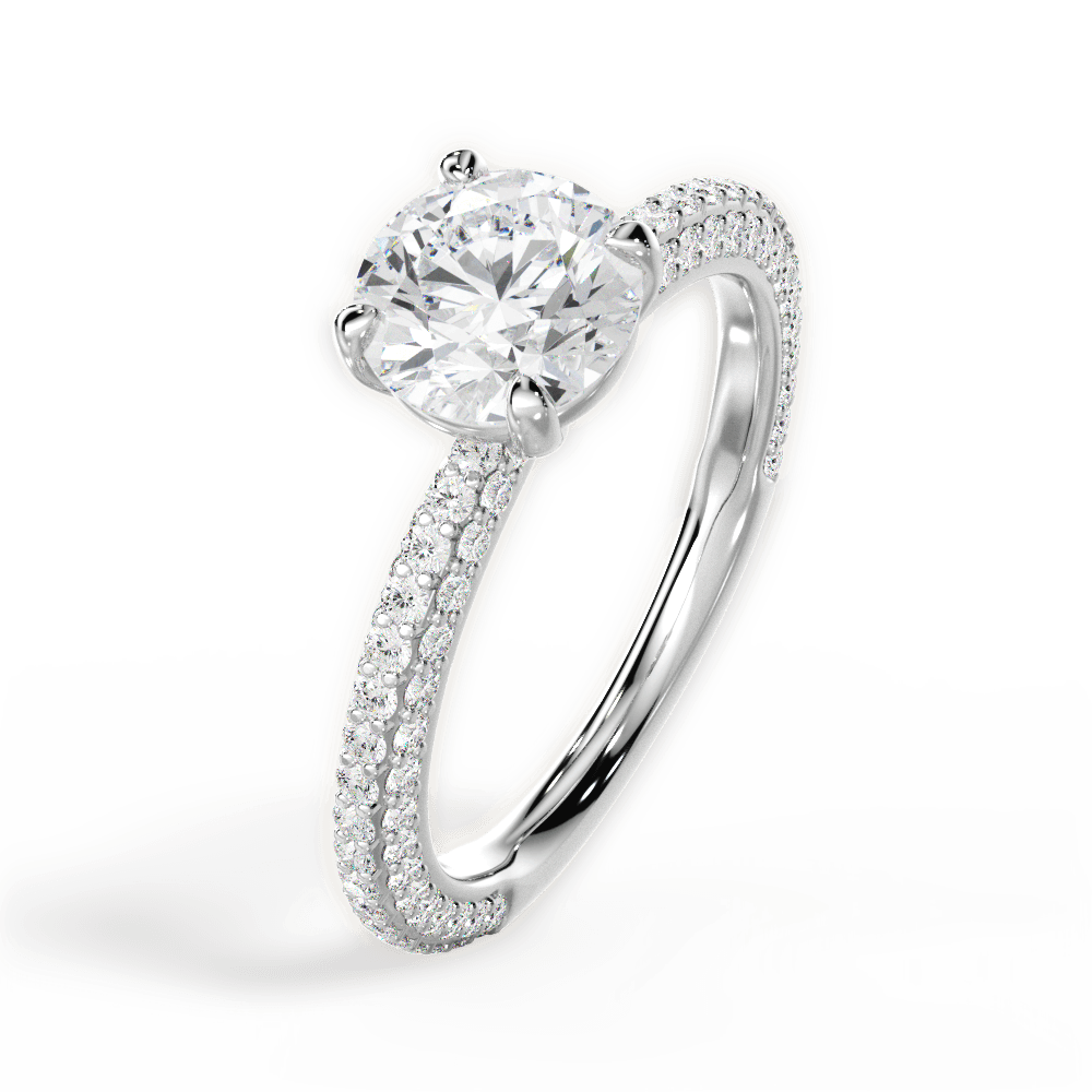 Kristen Round Cut Lab Grown Diamond 18Kt White Gold Engagement Ring - View 2