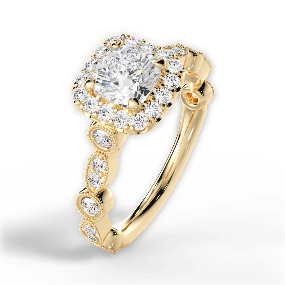 Irene Cushion Cut Lab Grown Diamond 18Kt Yellow Gold Engagement Ring - View 4