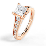 Leslie Princess Cut Lab Grown Diamond 18Kt Rose Gold Engagement Ring - View 3
