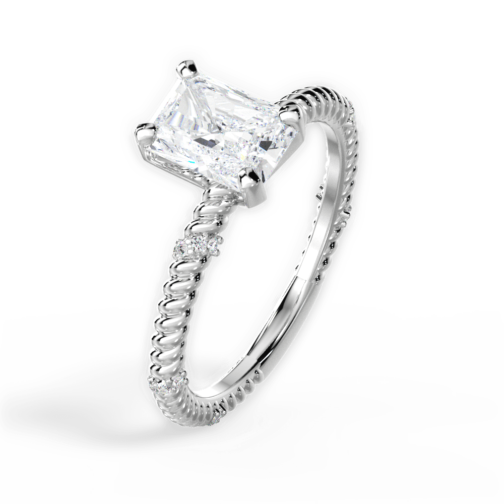 Chloe Radiant Cut Lab Grown Diamond 14Kt White Gold Engagement Ring - View 2