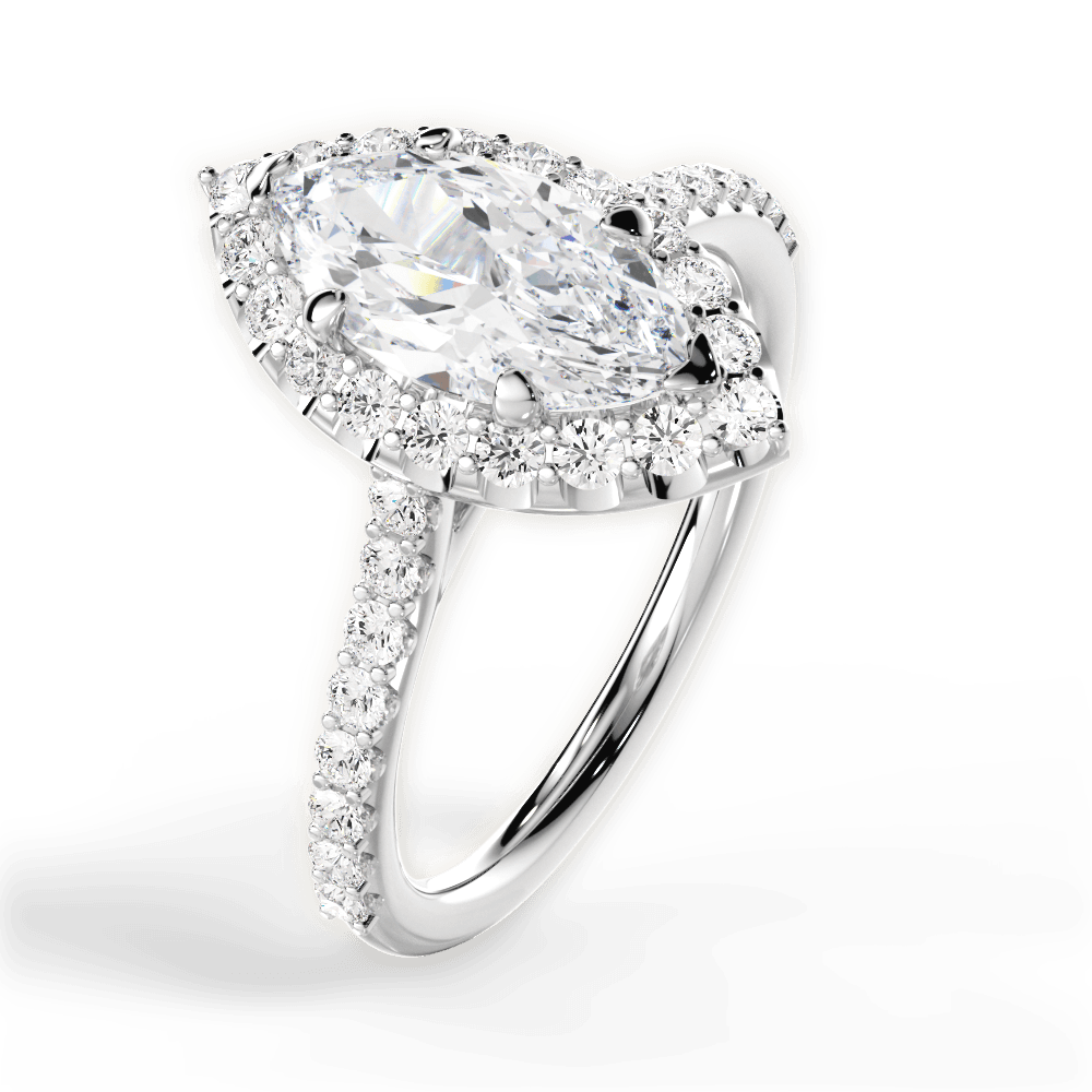 Leah Marquise Cut Lab Grown Diamond 14Kt White Gold Engagement Ring - View 4
