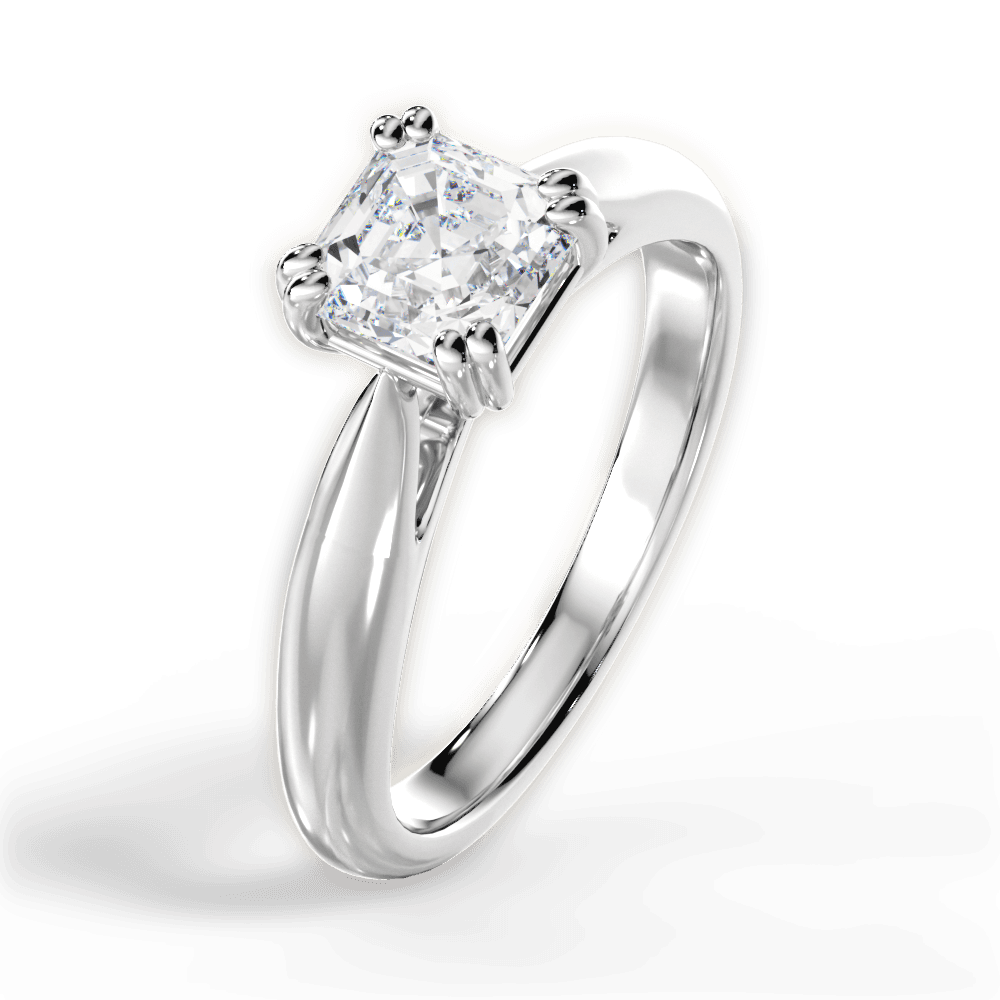 Camila Asscher Cut Lab Grown Diamond 18Kt White Gold Engagement Ring - View 2