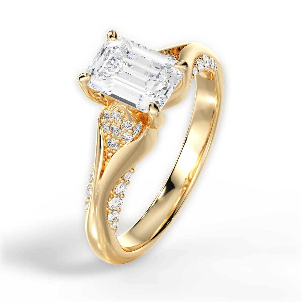 Isabel Emerald Cut Lab Grown Diamond 18Kt Yellow Gold Engagement Ring - View 3