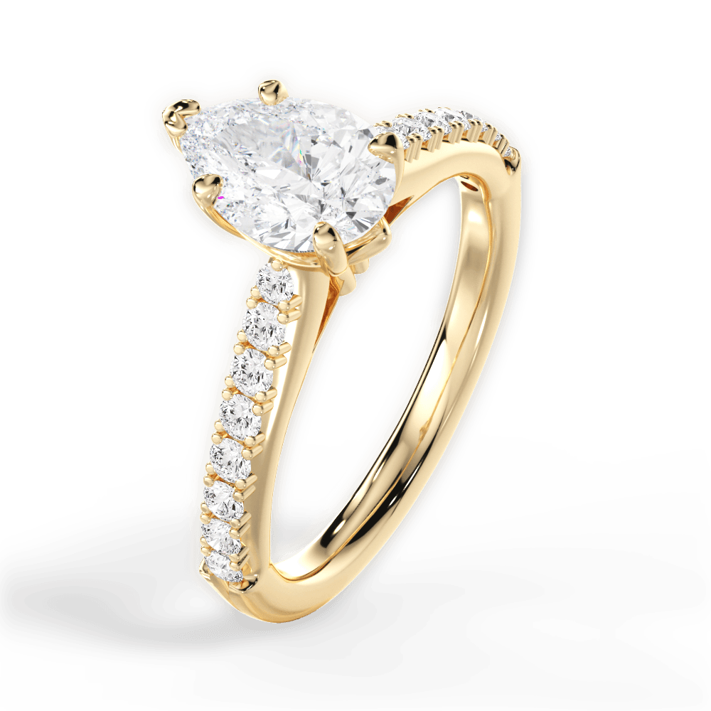 Elizabeth Pear Cut Lab Grown Diamond 18Kt Yellow Gold Engagement Ring - View 4