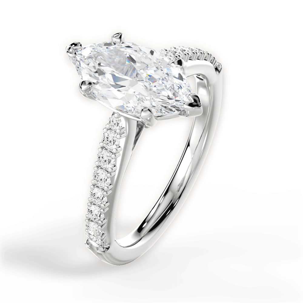 Elizabeth Marquise Cut Lab Grown Diamond 14Kt White Gold Engagement Ring - View 2